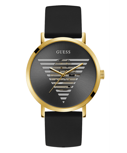 GOLD TONE CASE BLACK SILICONE WATCH-GOLD TONE CASE BLACK SILICONE WATCH