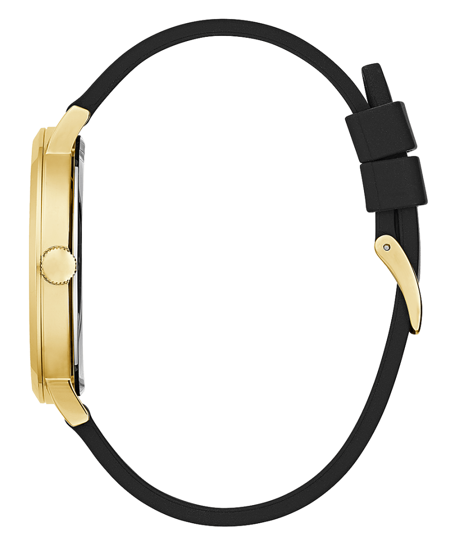 GOLD TONE CASE BLACK SILICONE WATCH-GOLD TONE CASE BLACK SILICONE WATCH