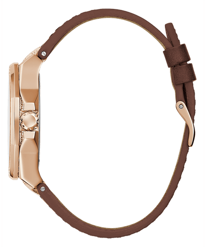 ROSE GOLD TONE CASE BROWN LEATHER WATCH