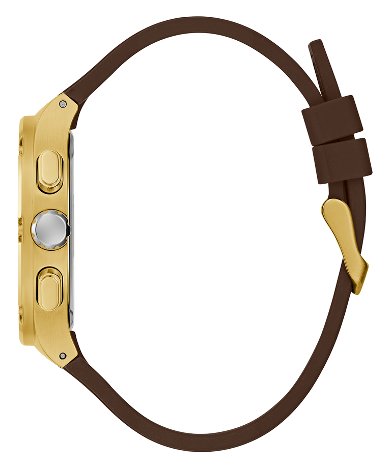 GUESS Mens Brown Gold Tone Multi-function Watch-GW0571G5