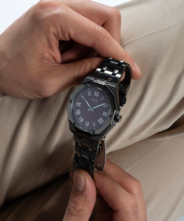 GUESS Mens Gunmetal Analog Watch-GW0575G5