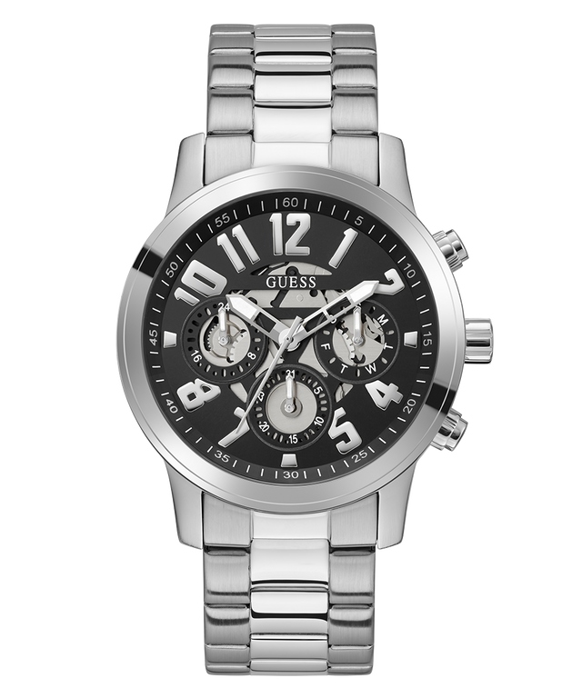 GUESS Mens Silver Tone Multi-function Watch