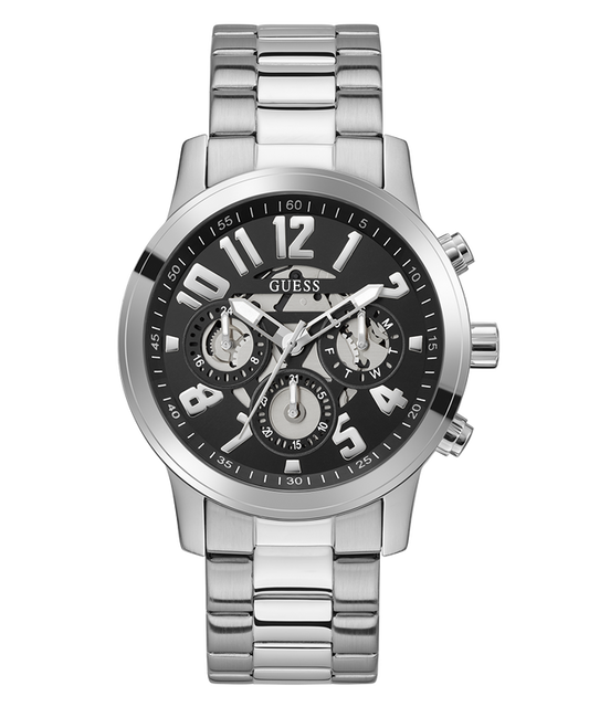 GUESS Mens Silver Tone Multi-function Watch