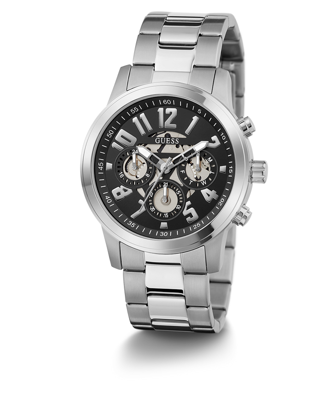 GUESS Mens Silver Tone Multi-function Watch