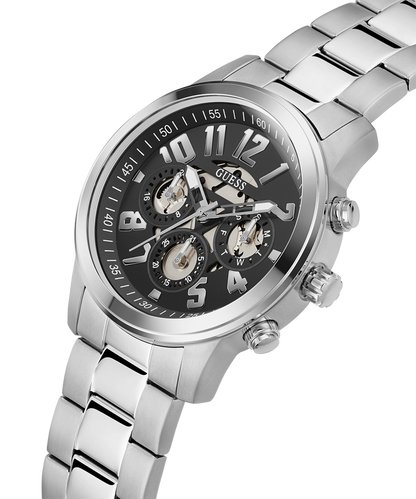 GUESS Mens Silver Tone Multi-function Watch