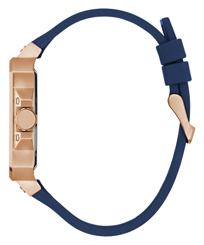 GUESS Mens Blue Rose Gold Tone Multi-function Watch-GW0637G3