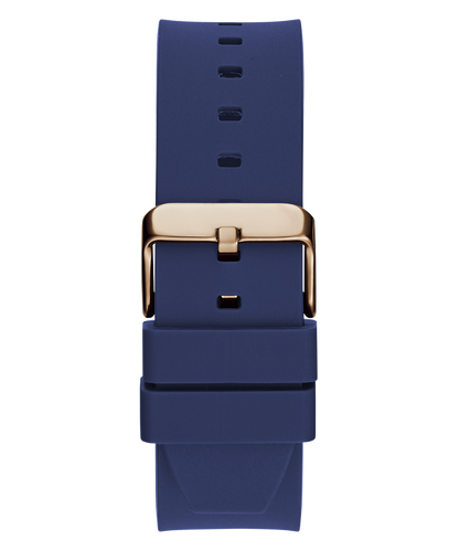 GUESS Mens Blue Rose Gold Tone Multi-function Watch