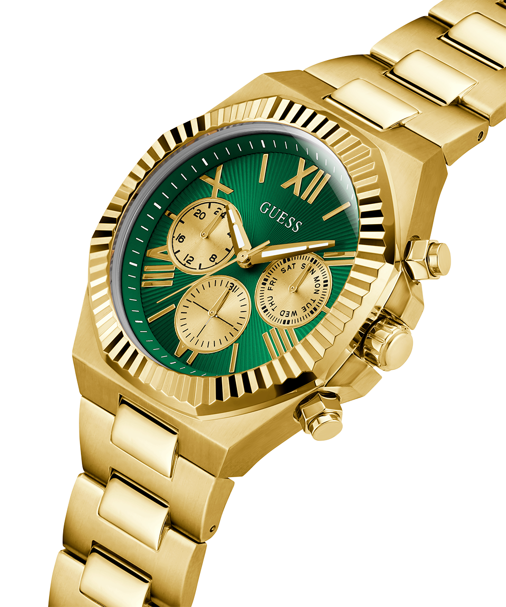 GUESS Equity Mens Gold Tone Multi-function Watch