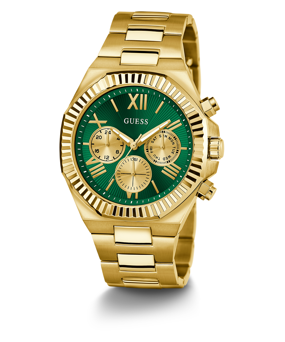 GUESS Equity Mens Gold Tone Multi-function Watch