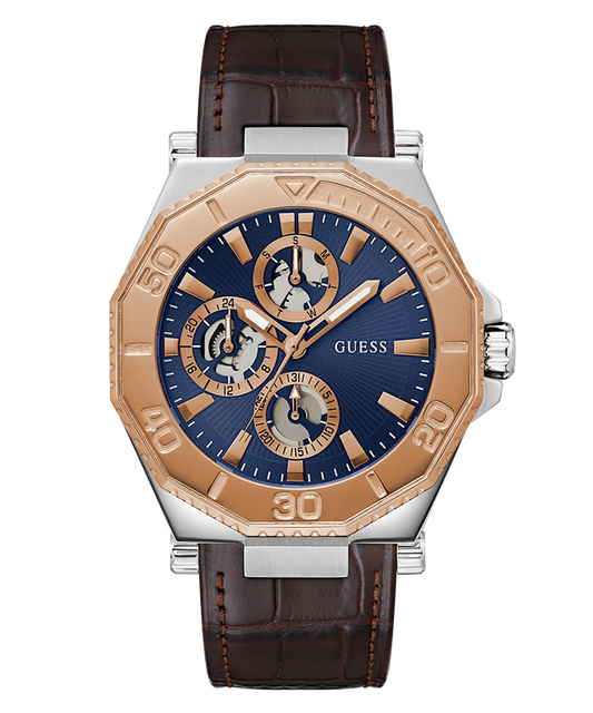 GUESS Mens Brown 2-Tone Multi-function Watch