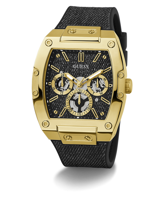 Guess Mens Black Gold Tone Multi-function Watch