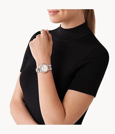 Michael Kors Mini Camille Multifunction Two-Tone Stainless Steel Watch and Steel Necklace Set MK1054SET