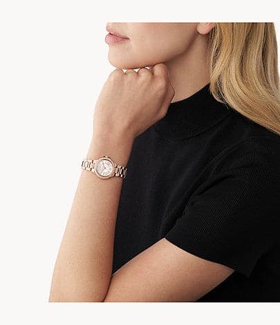 Michael Kors Petite Camille Three-Hand Rose Gold-Tone Stainless Steel Watch MK3253