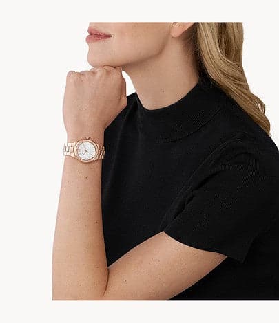 Michael Kors Mini-Lennox Three-Hand Rose Gold-Tone Stainless Steel Watch MK7279I