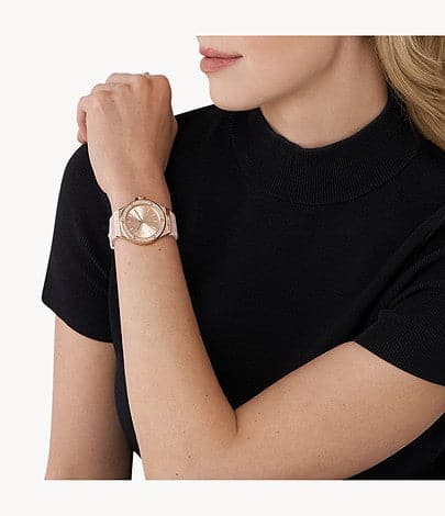 Michael Kors Mini-Lennox Three-Hand Blush Silicone Watch MK7282I