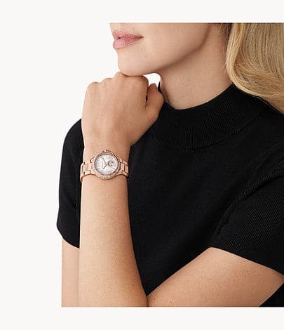 Michael Kors Mini-Camille Automatic Rose Gold-Tone Stainless Steel Watch MK9051