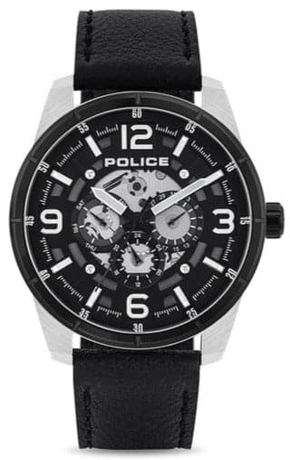 Police Round Analog Leather Watch