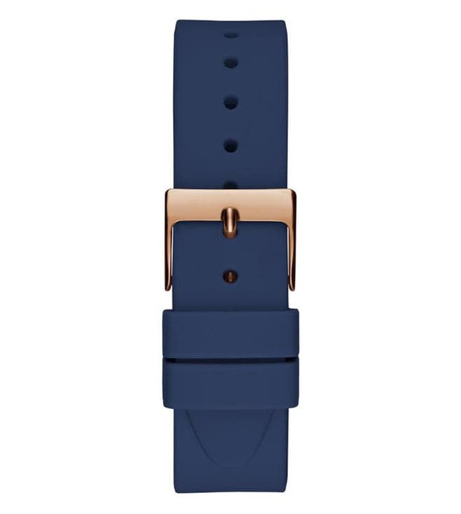 ROSE GOLD TONE CASE BLUE SILICONE WATCH