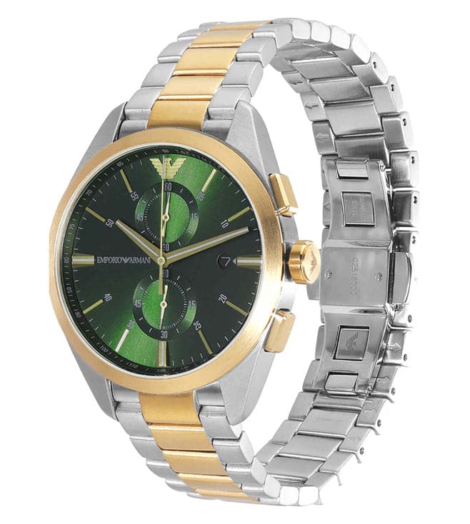 Emporio Armani Two Tone 43 Mm Green Dial Stainless Steel Analog Watch For Men - Ar11511I