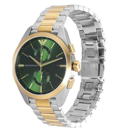 Emporio Armani Two Tone 43 Mm Green Dial Stainless Steel Analog Watch For Men - Ar11511I