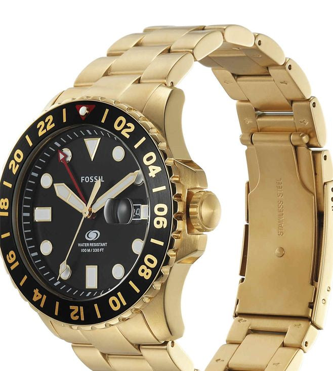 Fossil Blue GMT Gold-Tone Stainless Steel Watch