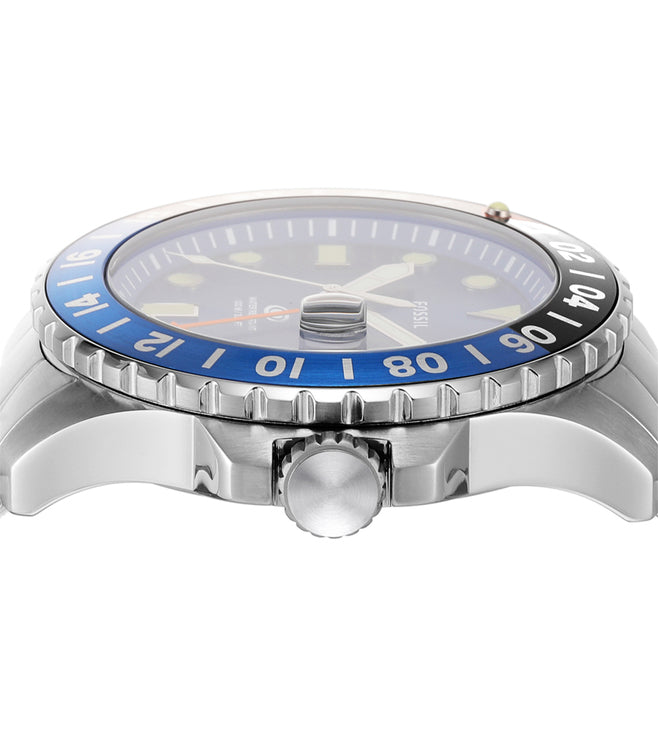 Fossil Blue GMT Stainless Steel Watch