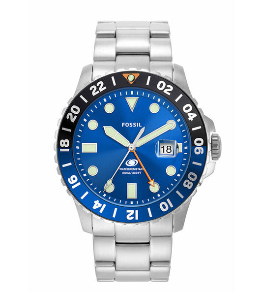 Fossil Blue GMT Stainless Steel Watch