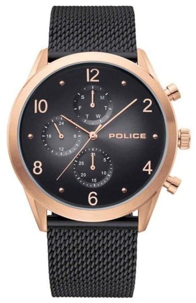 Police Mens Silfra Black Dial Mesh Analogue Watch Ncpl15922Jsr02Mmbw