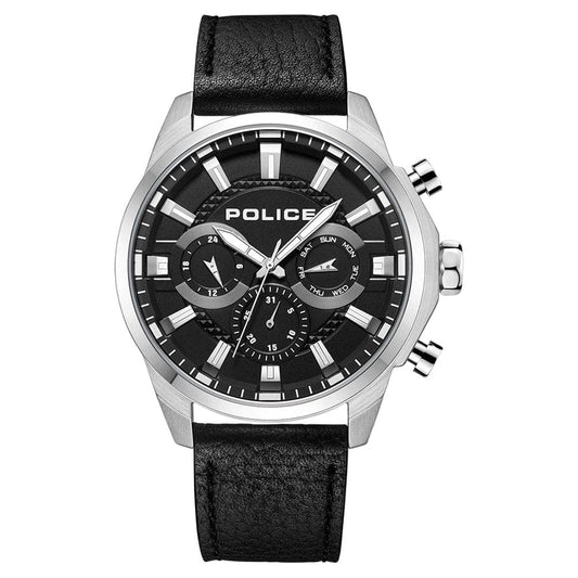 Police Menelik Black Leather Strap Plpewjf2204207