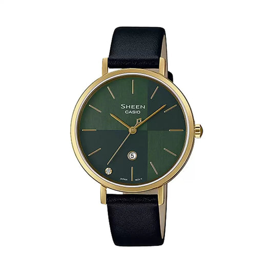 Casio Sheen Black Leather Analog - Women'S Watch Sh257