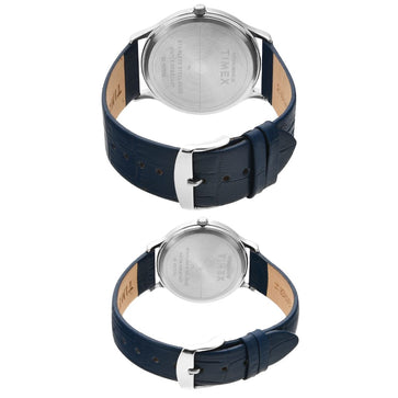 Timex Pairs Silver Round Analog Brass Dial Watch- TW00PR298
