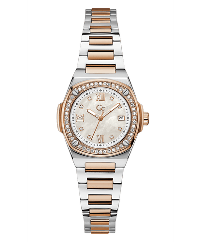 Gc Womens 30 Mm Coussin Shape Mini White Dial Stainless Steel Analog Watch - Z12003L1Mf