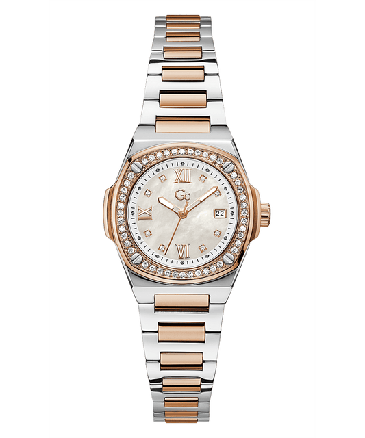 Gc Womens 30 Mm Coussin Shape Mini White Dial Stainless Steel Analog Watch - Z12003L1Mf