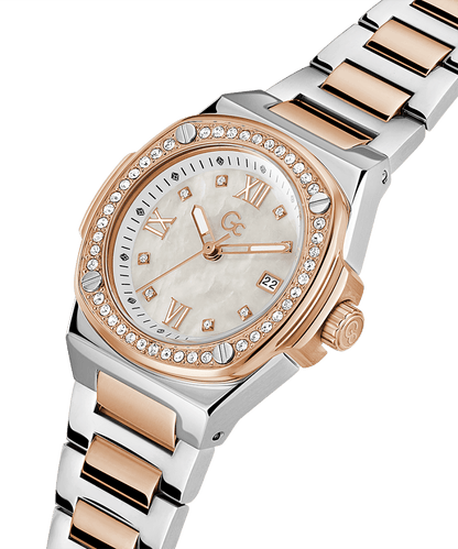 Gc Womens 30 Mm Coussin Shape Mini White Dial Stainless Steel Analog Watch - Z12003L1Mf