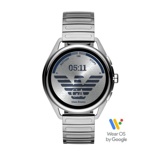 Emporio Armani Men Matteo Round Silver Smartwatches