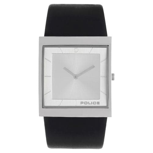 Police Silver Dial Black Leather Strap Men'S Watch Pl15395Us04