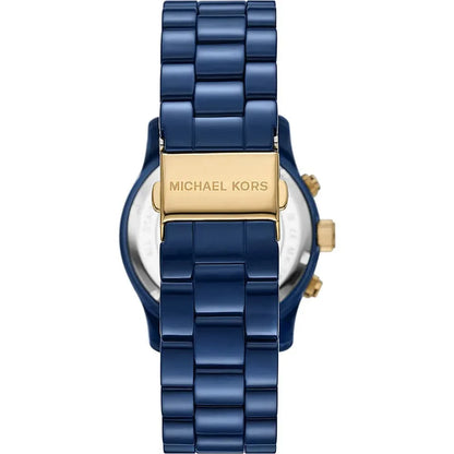 Michael Kors Runway 38 mm Blue Dial Stainless Steel Chronograph Watch for Women - MK7332
