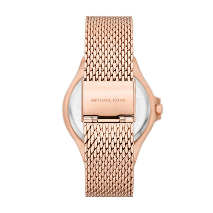 Michael Kors Lennox 37 mm Rose Gold Dial Stainless Steel Analog Watch for Women - MK7336I