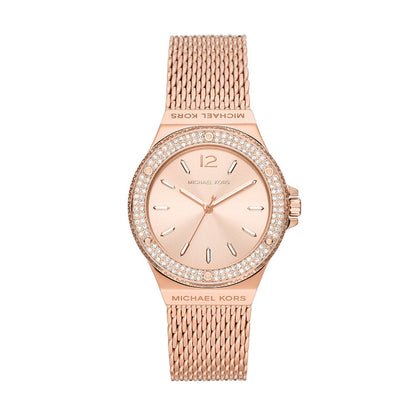 Michael Kors Lennox 37 mm Rose Gold Dial Stainless Steel Analog Watch for Women - MK7336I