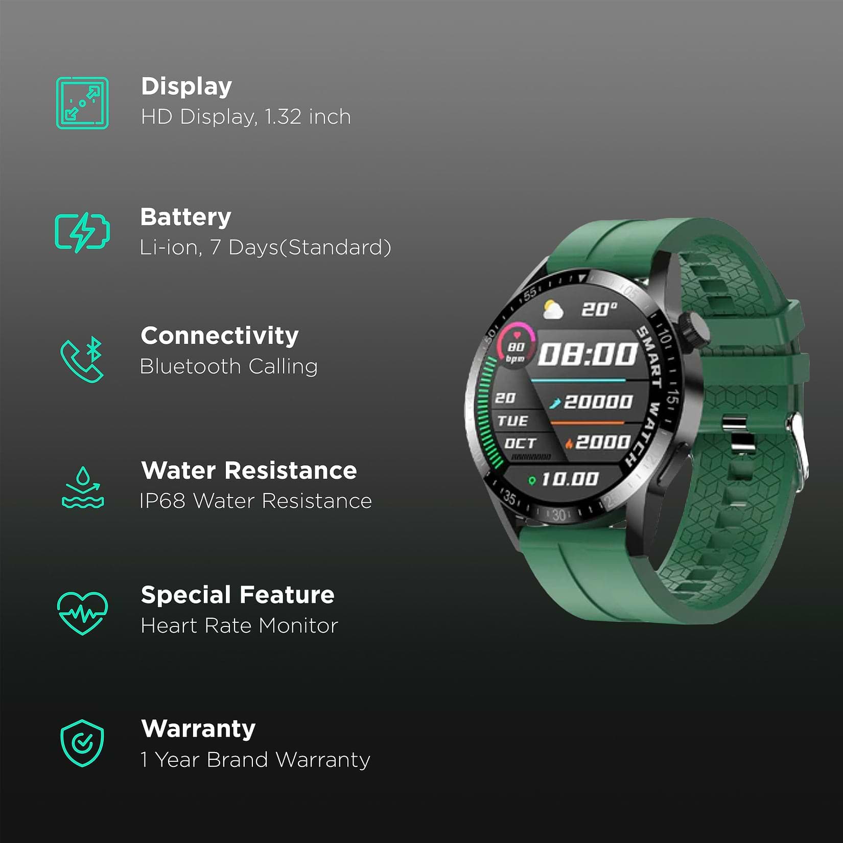 Fire-Boltt Talk Pro Smartwatch with Bluetooth Calling BSW038 TEAL