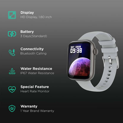 Fire-Boltt Ring 3 Smartwatch with Bluetooth Calling BSW043 GREY