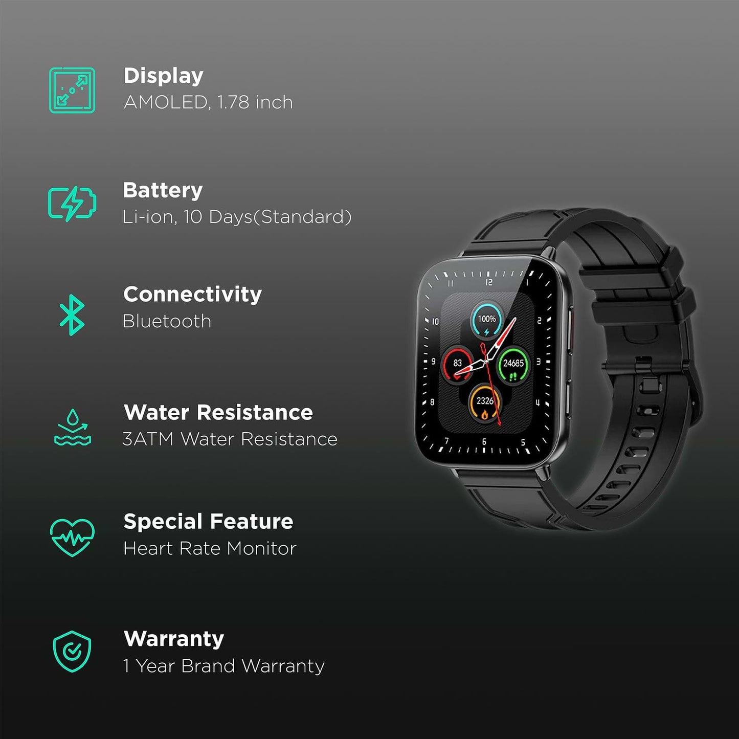 Fire-Boltt Max Smartwatch BSW010-BLACK