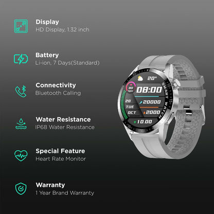 Fire-Boltt Talk Pro Smartwatch with Bluetooth Calling BSW038 GREY