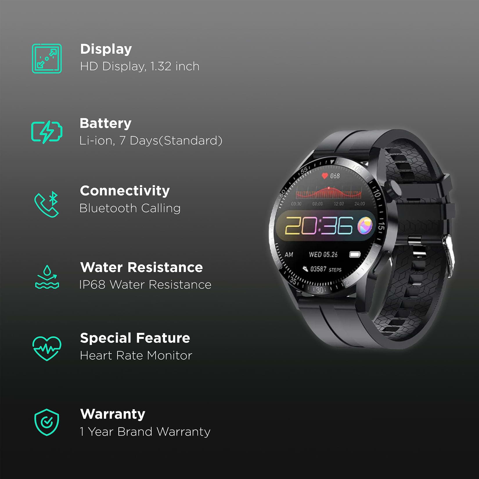Fire-Boltt Talk Pro Smartwatch with Bluetooth Calling BSW038 BLACK