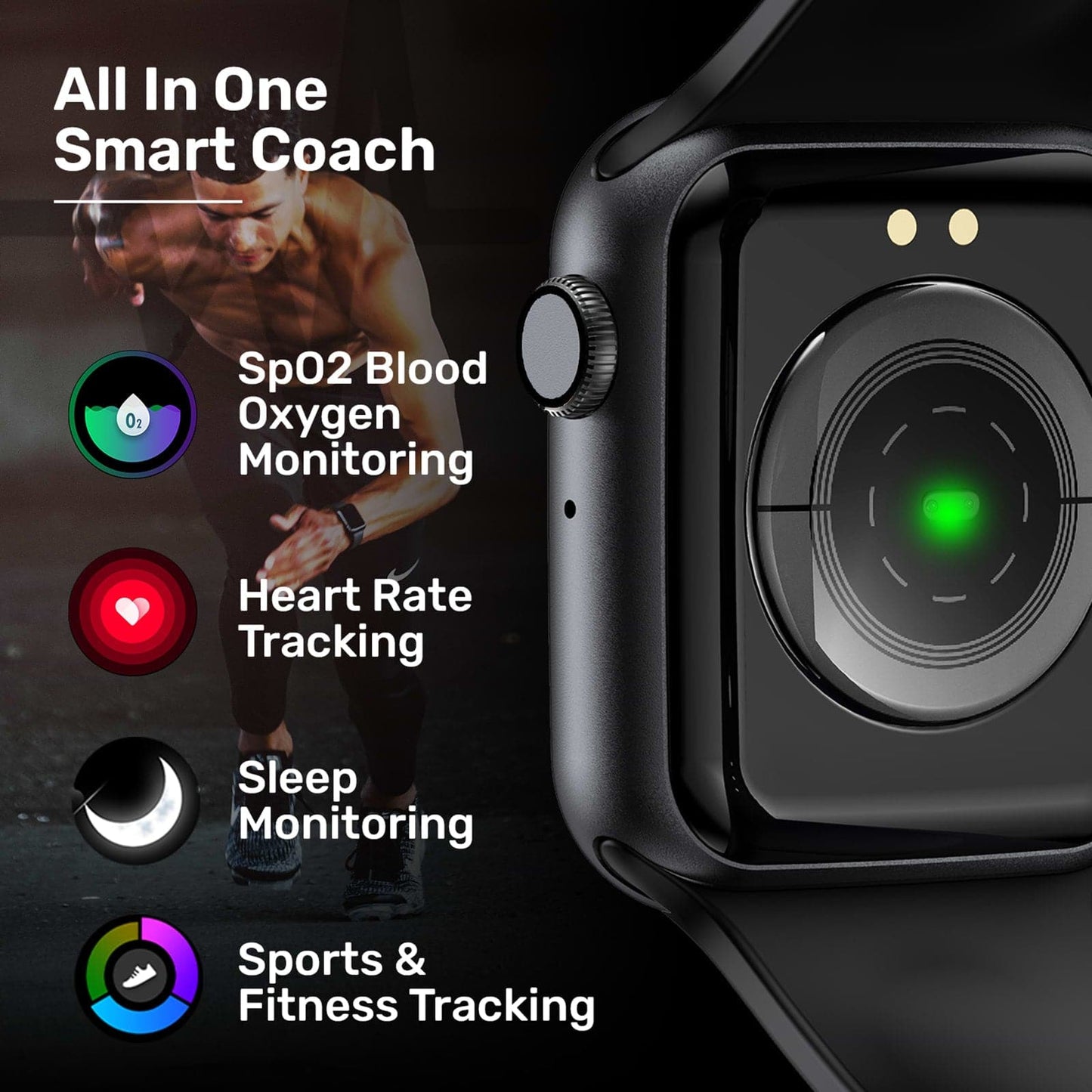 Fire-Boltt Ring Smartwatch with Bluetooth Calling BSW005 BLACK