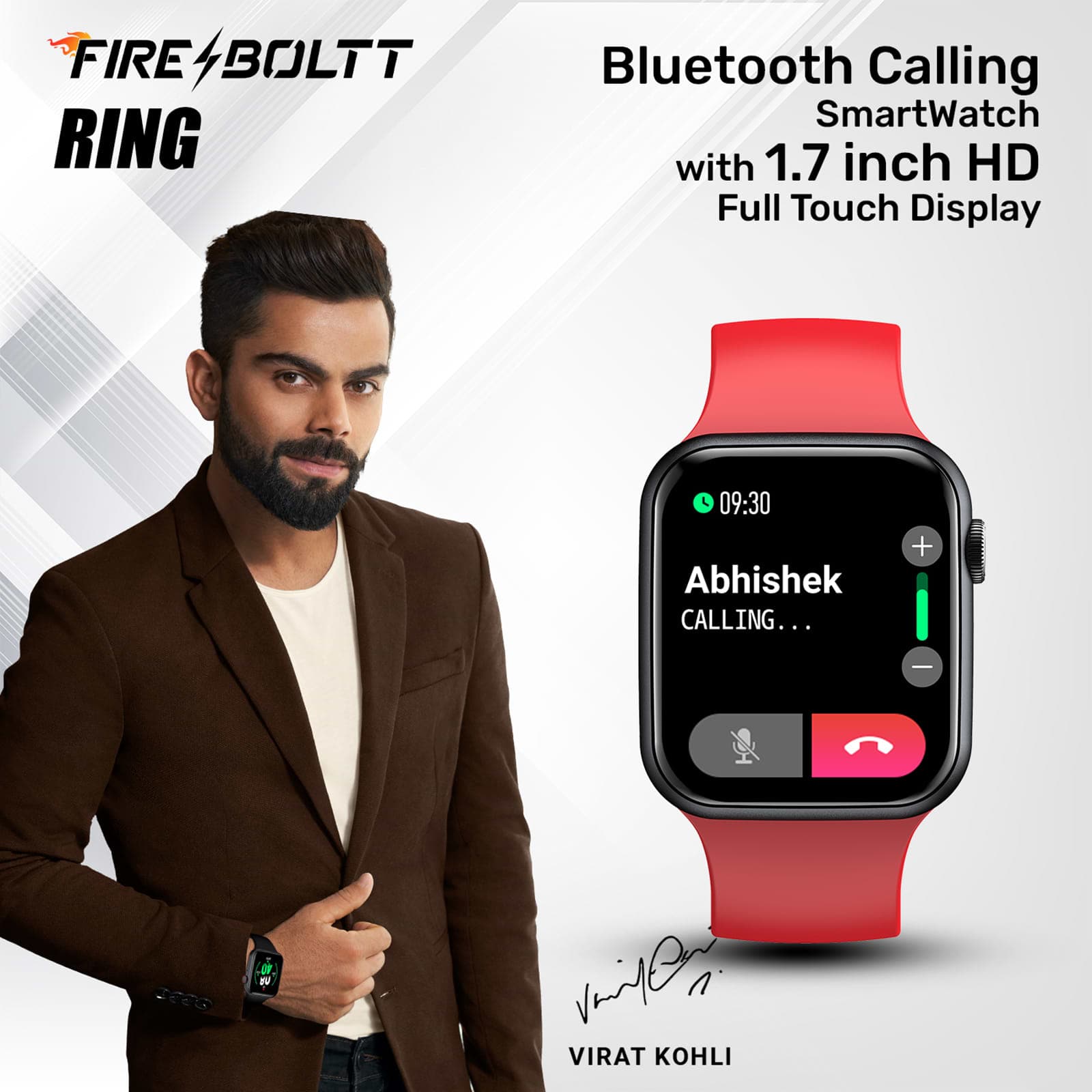 Fire-Boltt Ring Smartwatch with Bluetooth Calling BSW005 RED