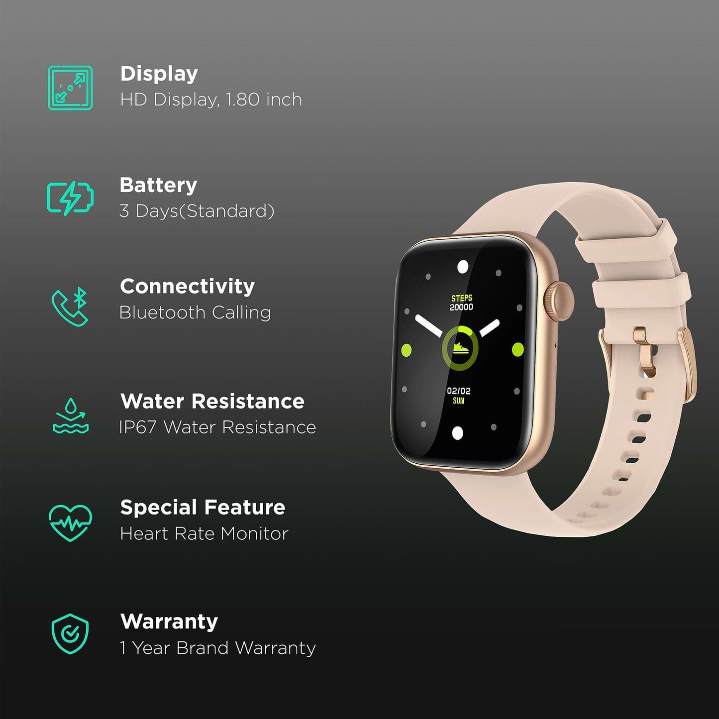 Fire-Boltt Ring 3 Smartwatch with Bluetooth Calling BSW043 GOLD