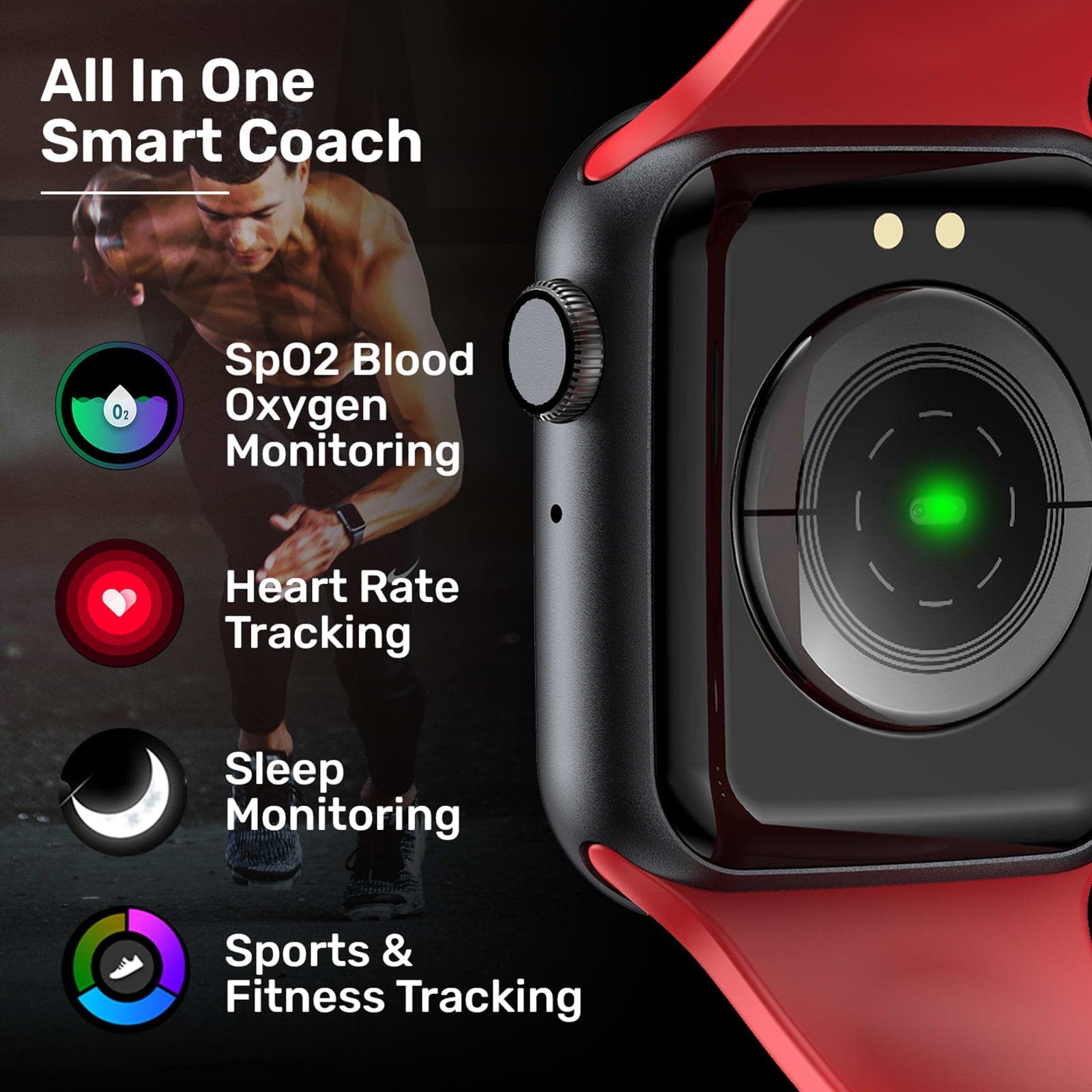 Fire-Boltt Ring Smartwatch with Bluetooth Calling BSW005 RED