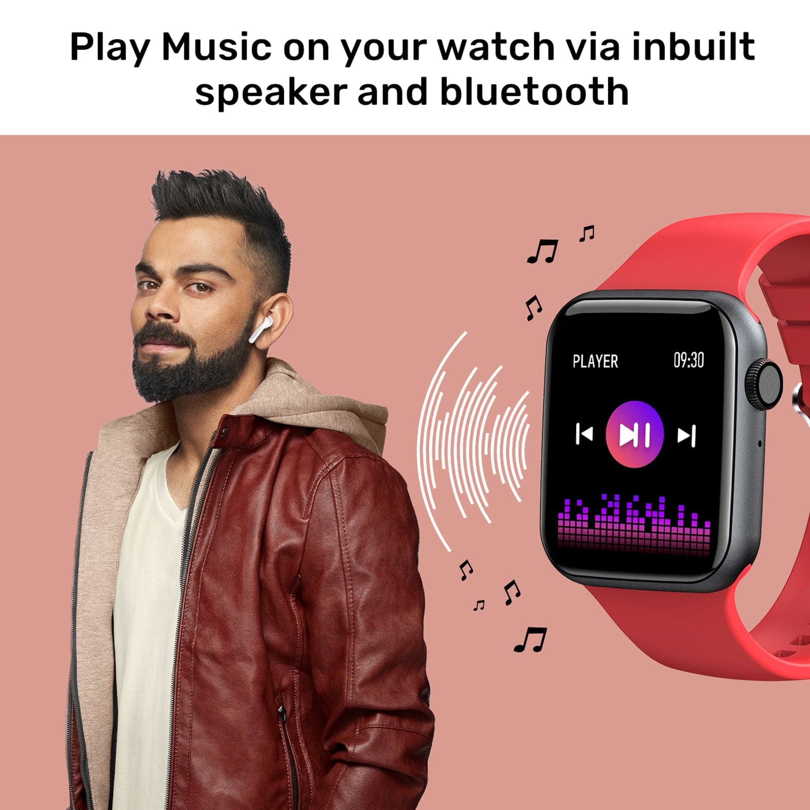 Fire-Boltt Ring Smartwatch with Bluetooth Calling BSW005 RED
