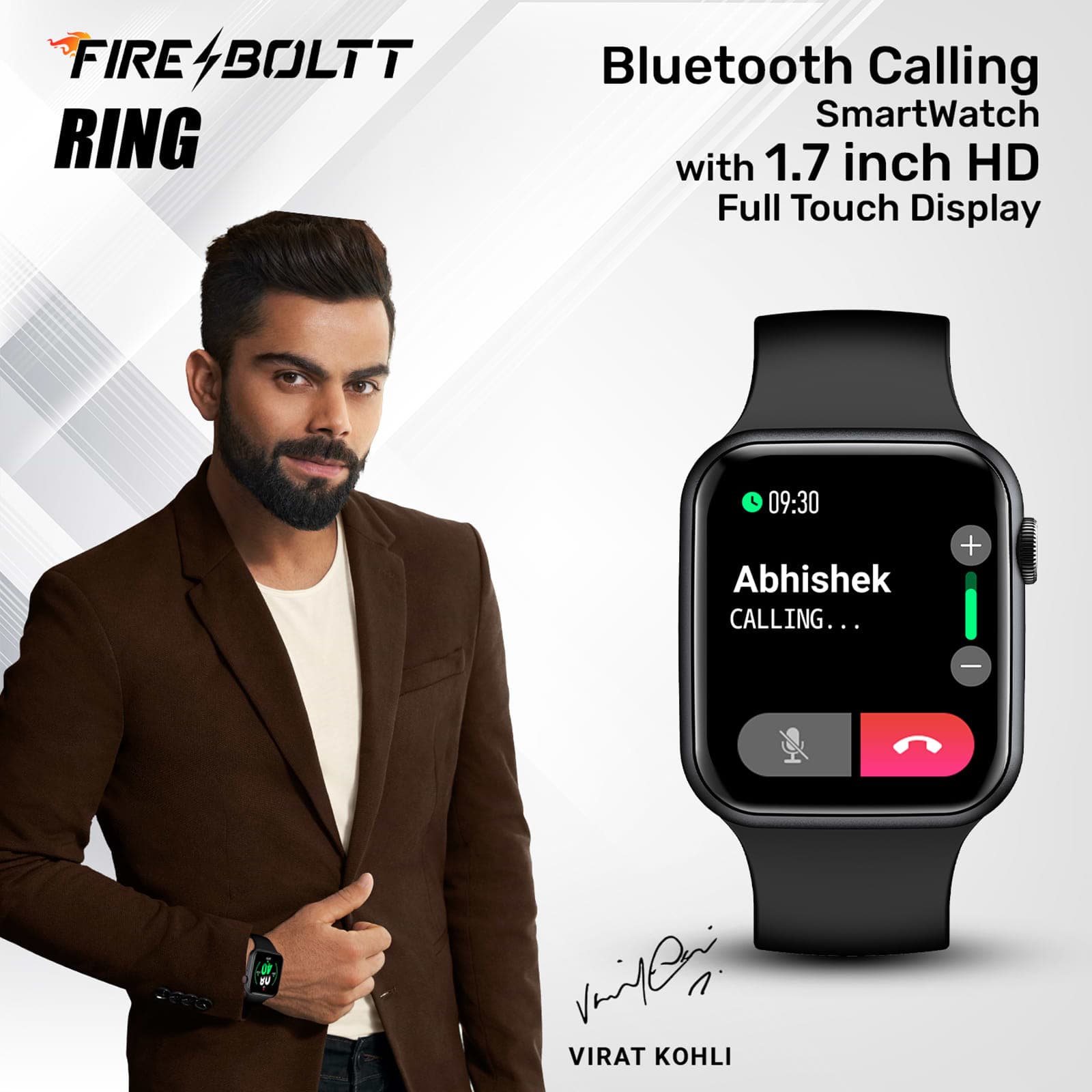 Fire-Boltt Ring Smartwatch with Bluetooth Calling BSW005 BLACK